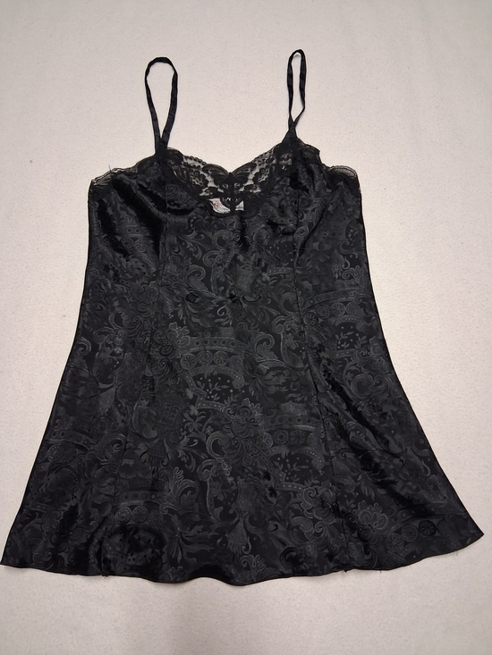 Potpourri Press Tops - Black Satin Lace-Trim Camisole Slip